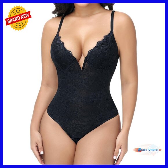 Lace Shapewear Bodysuit Tummy Control Sleeveless Thong Backless
